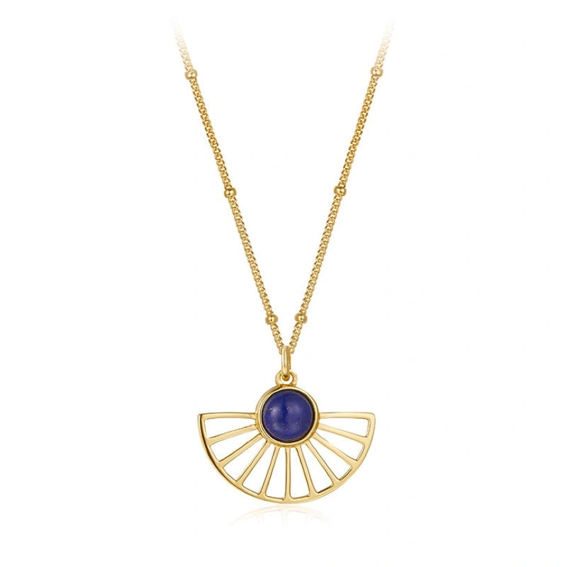 Lapis Inlaid 18k Gold Plated Sterling Silver Pendant Necklace - LYANNA
