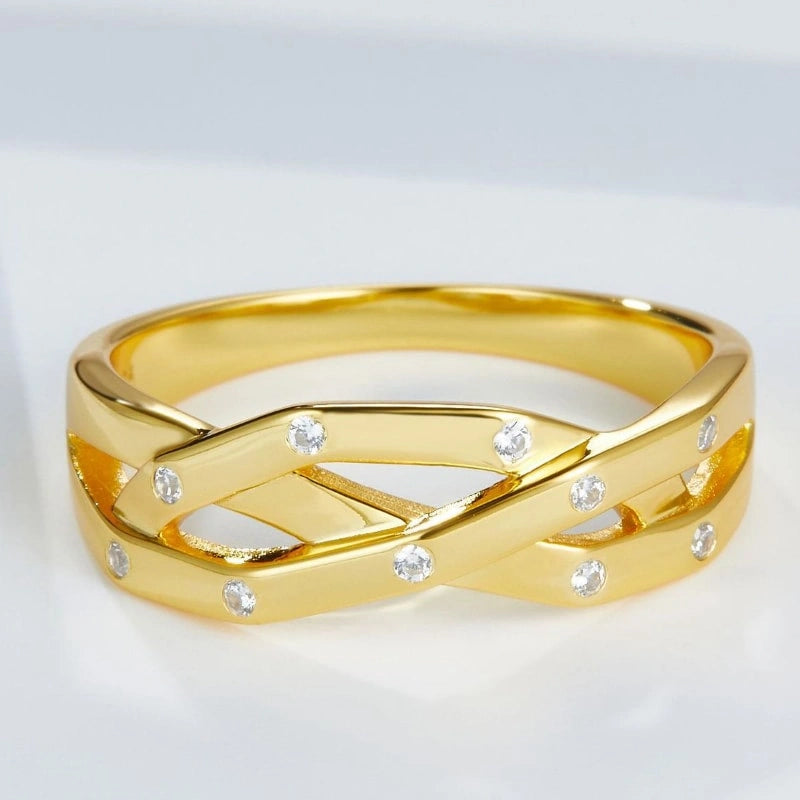 Cross Zircon 18k Gold Plated Sterling Silver Ring - LYLA