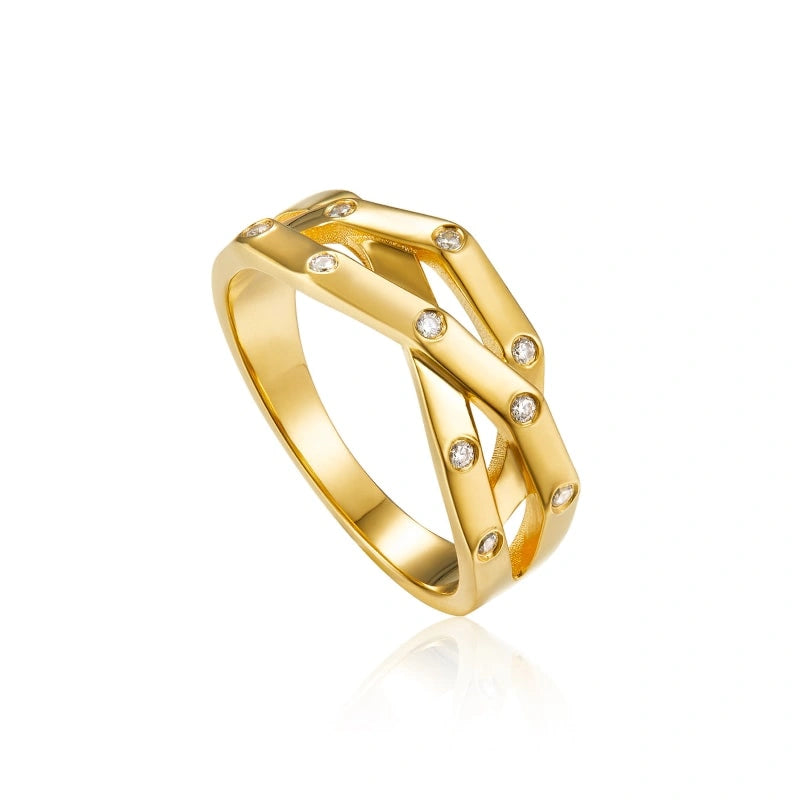 Cross Zircon 18k Gold Plated Sterling Silver Ring - LYLA