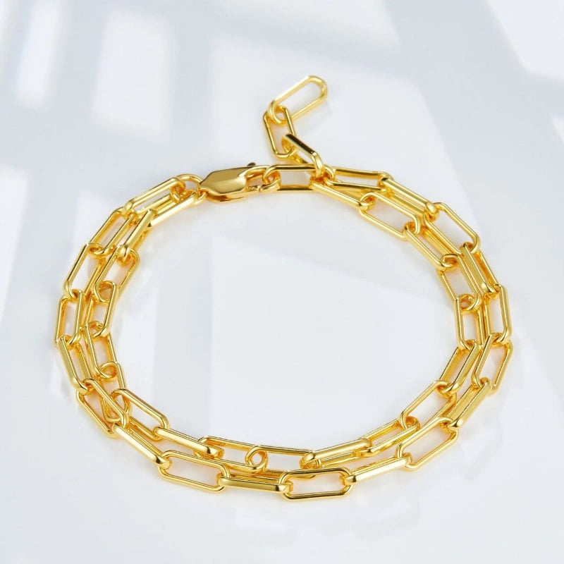 Thick Rings Double-layered 18k Gold Plated Silver Bracelet - MADELINE