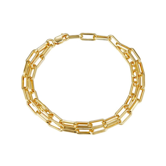 Thick Rings Double-layered 18k Gold Plated Silver Bracelet - MADELINE