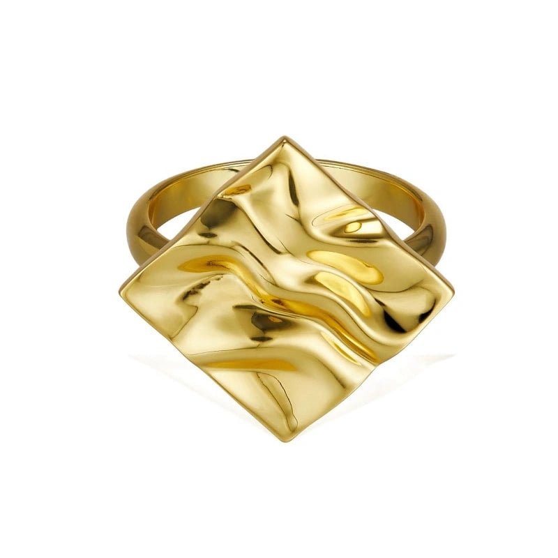 Square Wave 18k Gold Plated Ring - MAGGIE