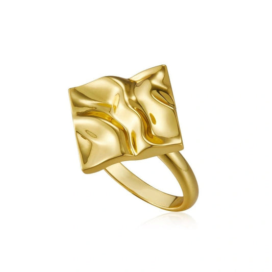 Square Wave 18k Gold Plated Ring - MAGGIE