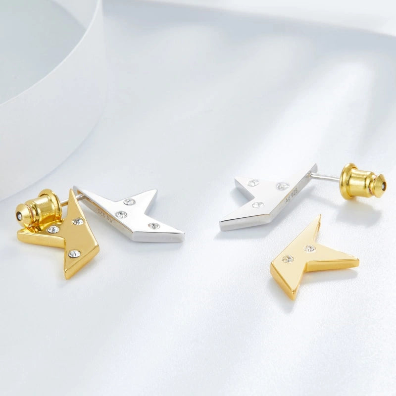 Two-tone Star Zircon Gold-plated Stud Earrings - MARLEY