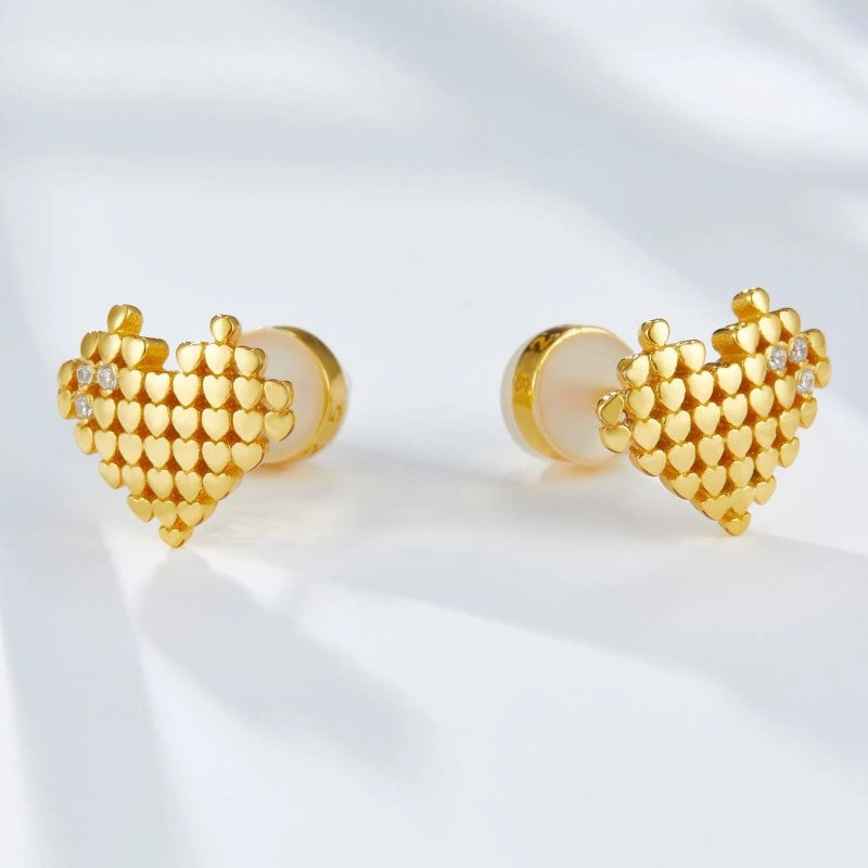 Gold Heart Sterling Zircon Earrings - MILA