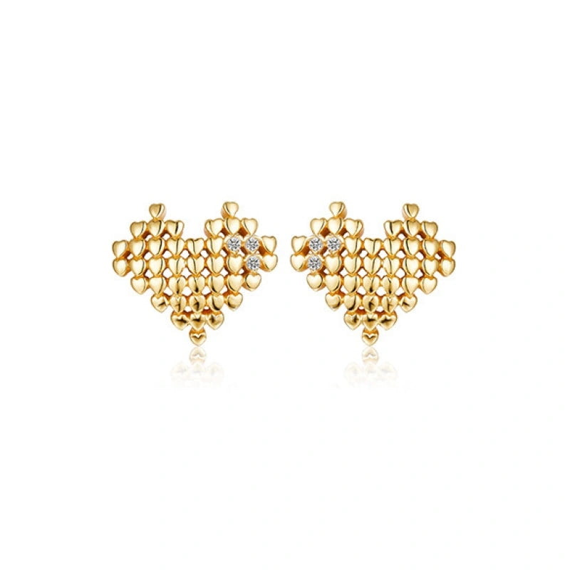 Gold Heart Sterling Zircon Earrings - MILA