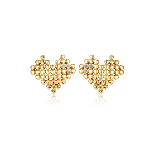 Gold Heart Sterling Zircon Earrings - MILA