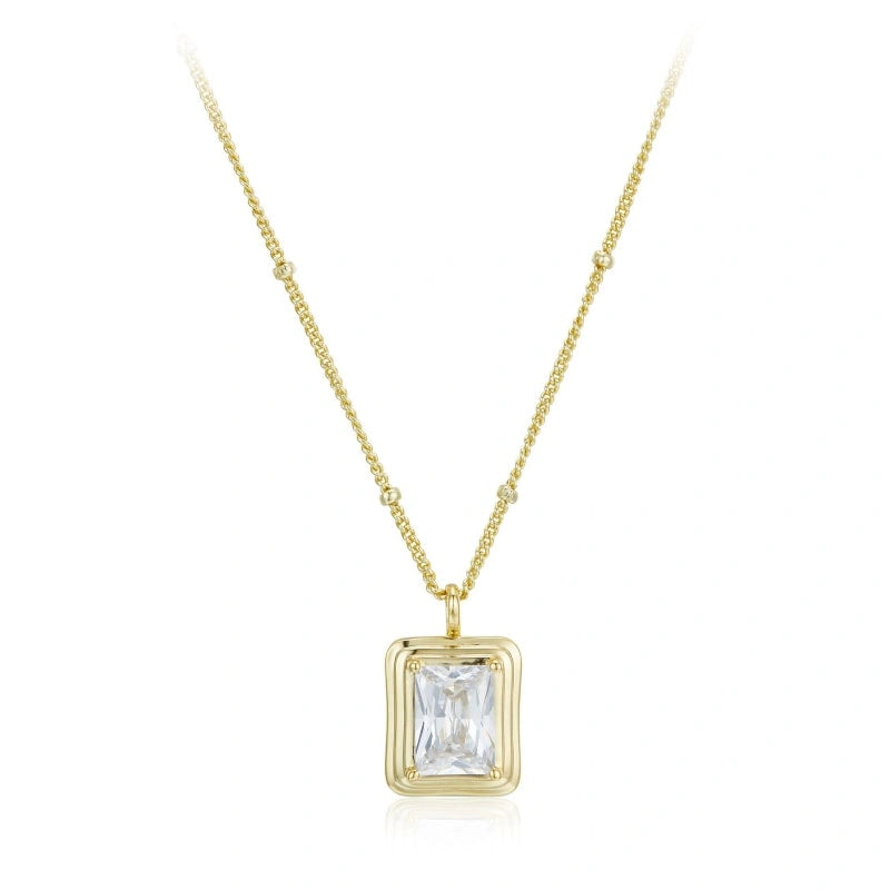 vogue Zircon 18k Gold Plated Sterling Silver Pendant Necklace - MILEY