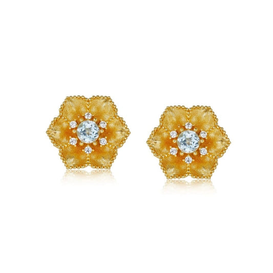 Delicate Topaz 18k Gold Plated Cherry Blossom Earrings - MONROE