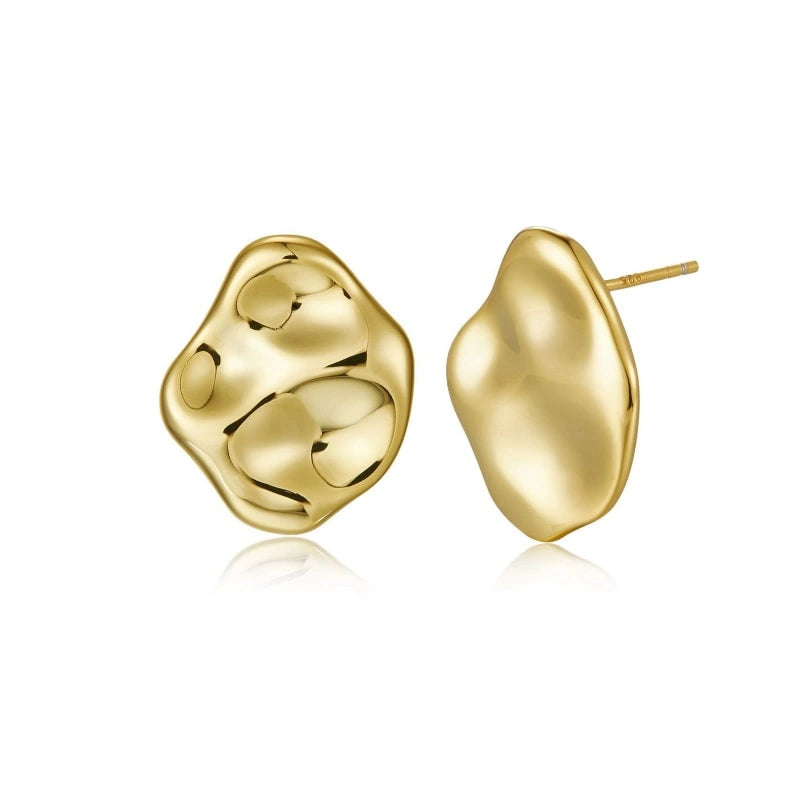 Ripple-Mirrored 18k Gold-Plated Earrings - MYLA