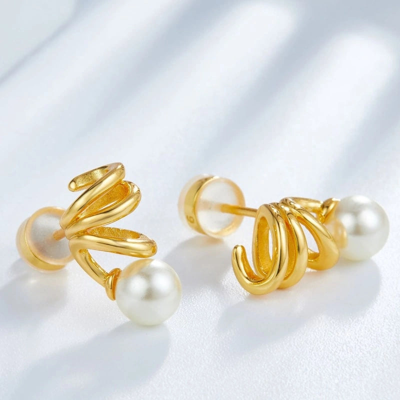 Exquisite Spiral Pearl Earrings - PEARLINA