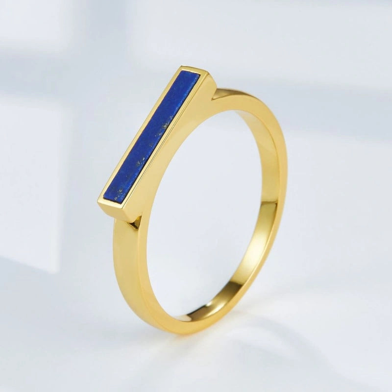 Simple Lapis Lazuli 18k Gold Plated Sterling Silver Ring - RAELYNN