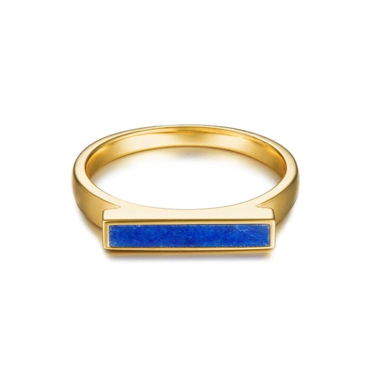 Simple Lapis Lazuli 18k Gold Plated Sterling Silver Ring - RAELYNN