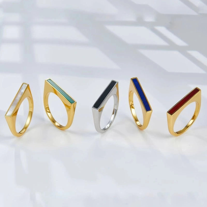 Five-Color Inlaid 18k Gold-Plated Ring - RAYNE
