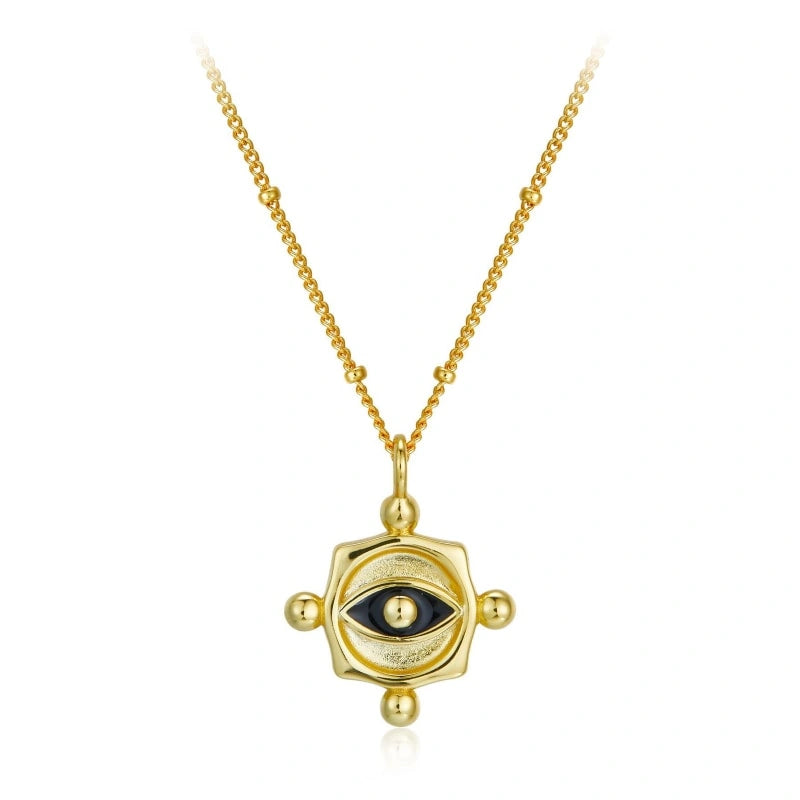 Vintage 18k Gold Plated Eye Pendant Necklace - REESE