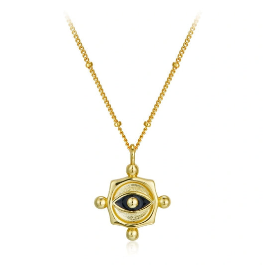 Vintage 18k Gold Plated Eye Pendant Necklace - REESE