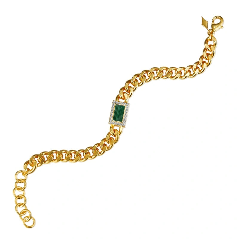 Natural Semi-Precious Stone Cuban Chain Bracelets - ROWAN