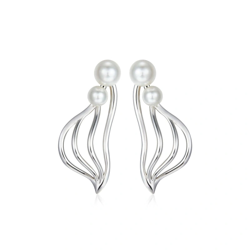 Harp Pearl 18K Gold Plated Earrings - SARA