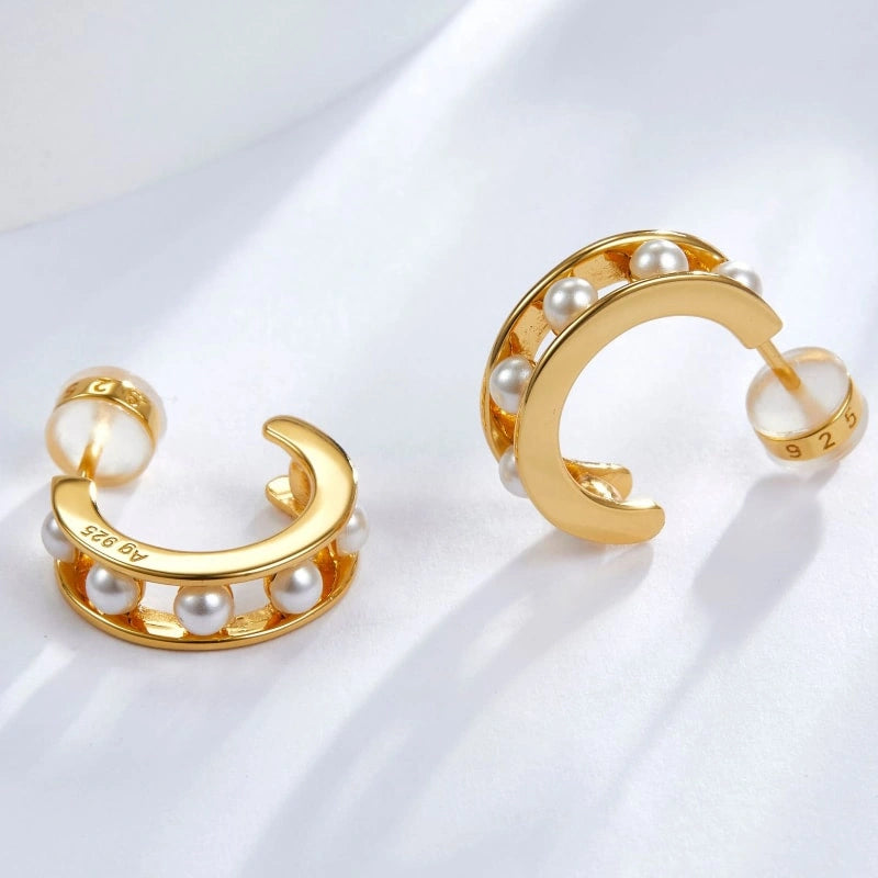 Multi-Pearl Gold-Plated Earrings - SEASCAPE