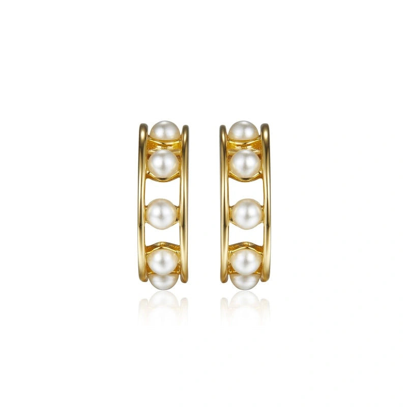 Multi-Pearl Gold-Plated Earrings - SEASCAPE