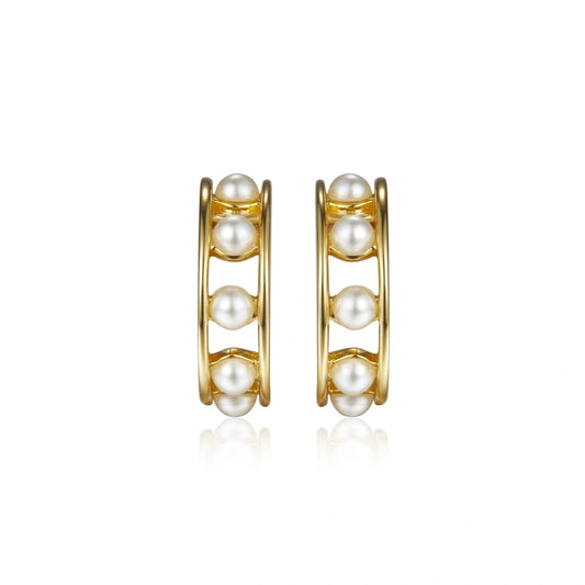 Multi-Pearl Gold-Plated Earrings - SEASCAPE