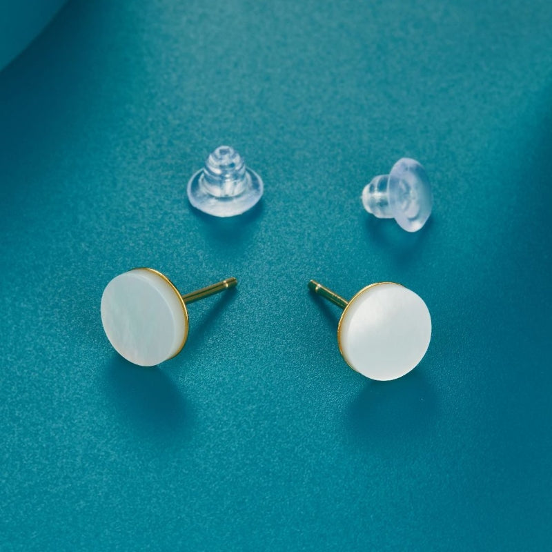 Versatile White Shell Gold Plated Earrings - SHELLEY