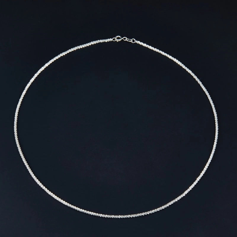 Sterling Silver Sparkling Waves Of Light Clavicle Chain Necklace - SIMONE