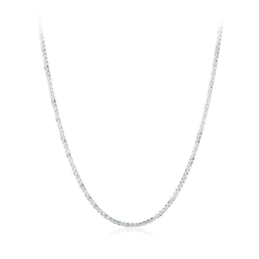 Sterling Silver Sparkling Waves Of Light Clavicle Chain Necklace - SIMONE