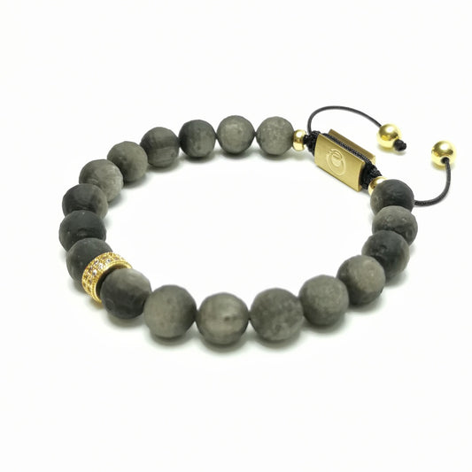 Men's Beaded Bracelet, 8mm Silver Sheen Obsidian - Skyfall Meteorite