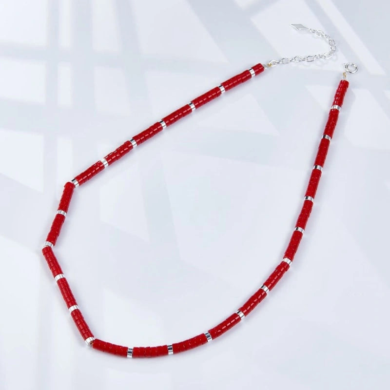 Natural Red Agate Necklace 18 Inches - SUMMER