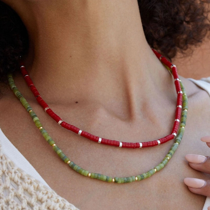 Natural Red Agate Necklace 18 Inches - SUMMER