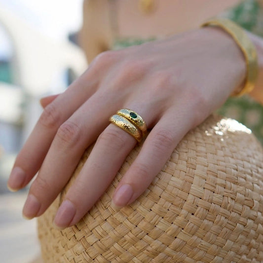 Vintage Inlaid Zircon 18k Gold-Plated Ring - TEAGAN