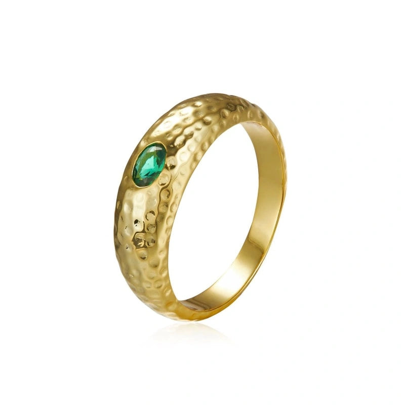 Vintage Inlaid Zircon 18k Gold-Plated Ring - TEAGAN