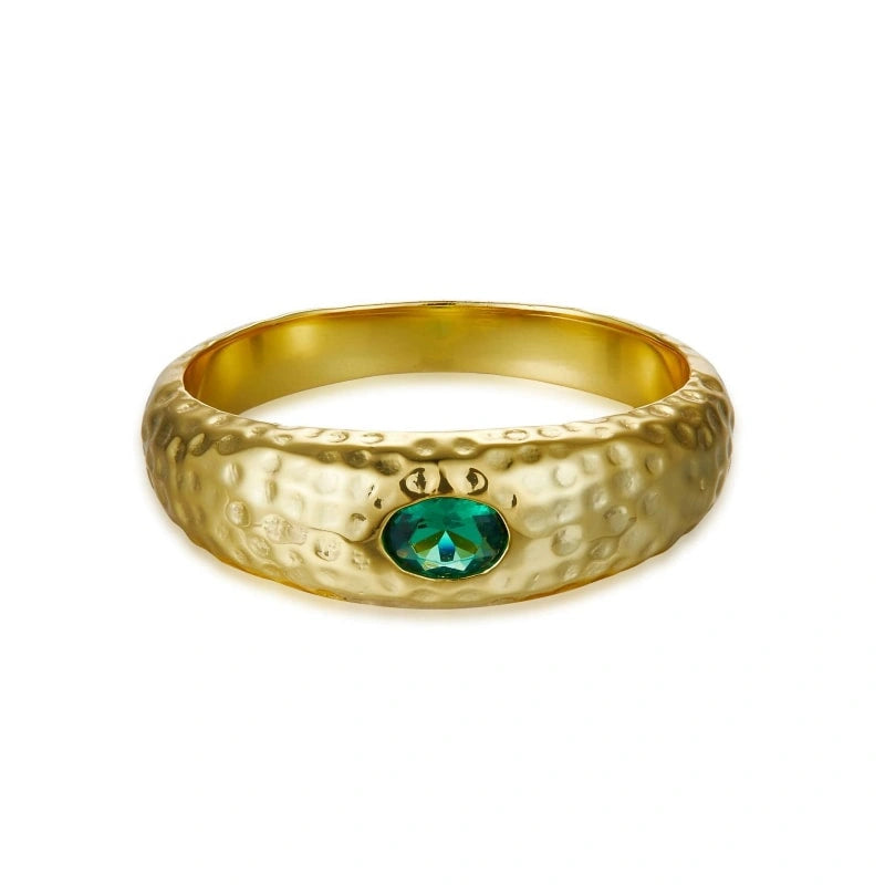 Vintage Inlaid Zircon 18k Gold-Plated Ring - TEAGAN