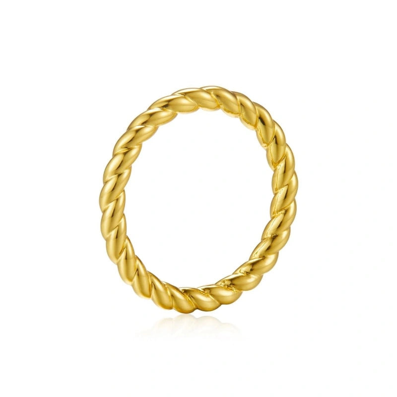 Tri-Color 18k Gold-Plated Threaded Plain Ring - TRINITY