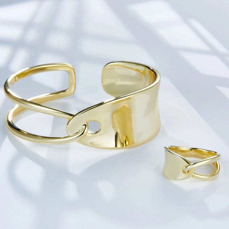 Interlaced 18k Gold-Plated Rings - VANESSA