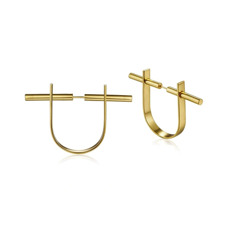 Uniquely Styled U-Shaped 18k Gold-Plated Earring - VERA