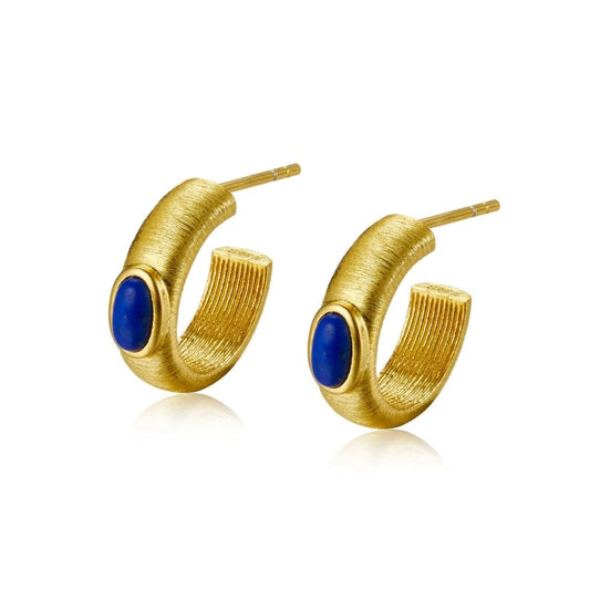 Drawbench Lapis Lazuli 18k Gold Plated Earrings - VIVIAN