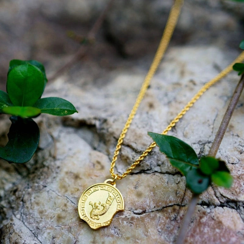 18k Gold-plated Ancient Coin Pendant Necklace - XIMENA