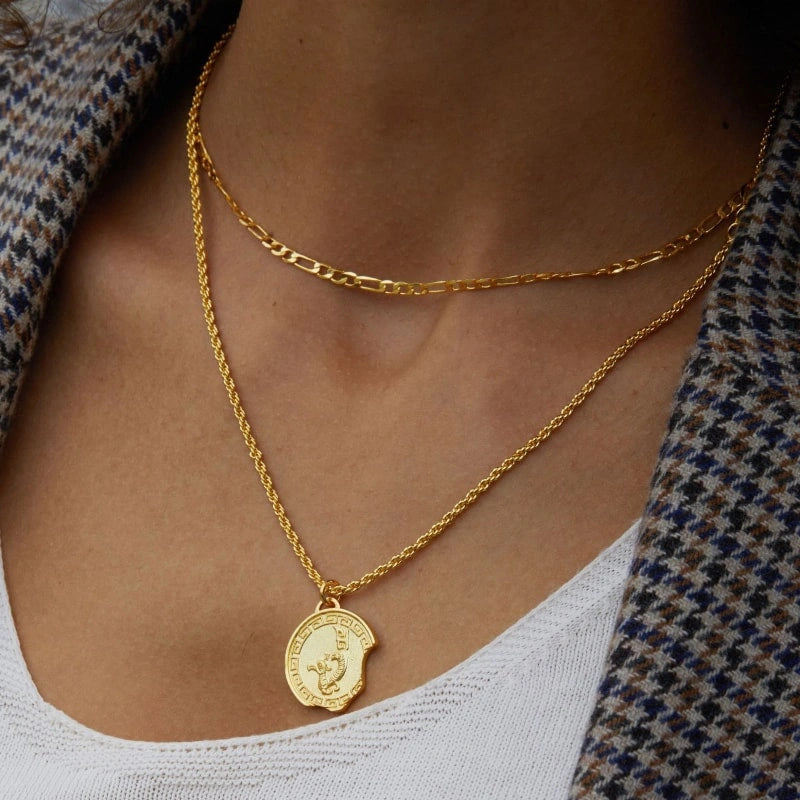 18k Gold-plated Ancient Coin Pendant Necklace - XIMENA