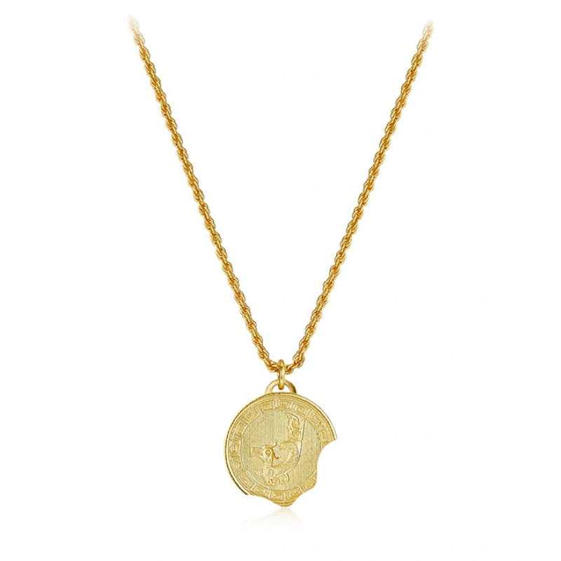 18k Gold-plated Ancient Coin Pendant Necklace - XIMENA