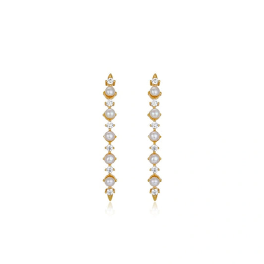 Personalized Gold-plated Pearl Earrings - XIOMARA