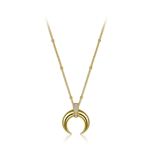 Versatile Crescent Zircon Gold-Plated Sterling Silver Pendant Necklace - ZAINAB