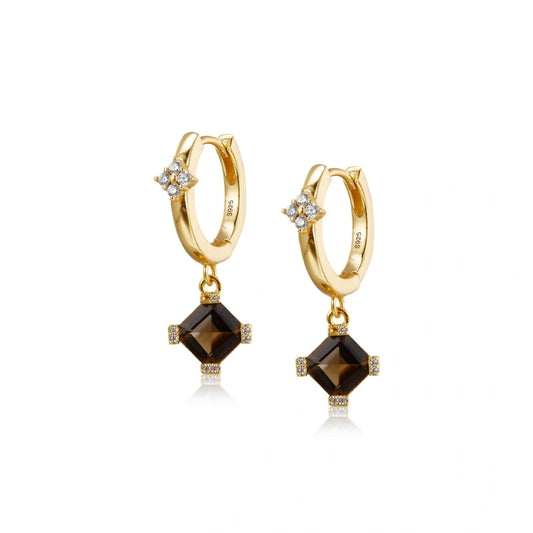 Exquisite Smoky Quartz 18K Gold Plated Earrings - ZARINA